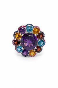 Bague en argent sterling 92,5 avec pierres multicolores KLSR-12278 - Product Image 5
