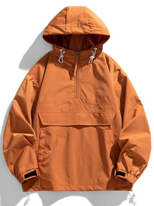 Veste coupe-vent à capuche pour homme, fermeture éclair quart de tour, coupe décontractée, en polyester, style automne et vêtements décontractés - Product Image 1