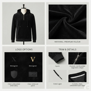Wholesale Custom 100% Cotton Fleece Zipper Skinny Pullover Hoodie Men Plain Regular Fit Sweat Suit Digital Printing Embroidered - Product Image 5