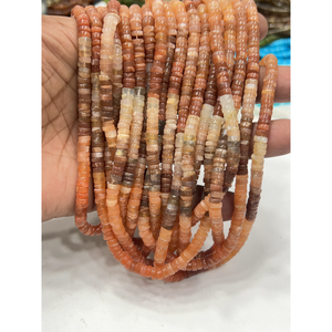 Perles de pierres précieuses de haute qualité pour la fabrication de bijoux, 17 pouces, pierre de lune naturelle multicolore, forme Heishi lisse, taille 6-7 mm - Product Image 1