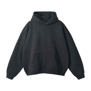 Sudadera con Capucha Gris para Hombre, Corte Holgado, Informal, Tejida, con Bolsillo Delantero, 100% Algodón Felpa, Color Sólido - Product Image 4