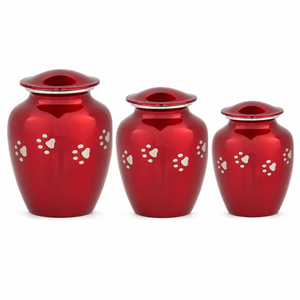 Wholesale Odyssey Brass Pet Cremation <b>Urns</b> Crimson Red Paw Print Dog <b>Cat</b> Ashes Keepsake Heart Memorial <b>Urn</b> Set - Product Image 5
