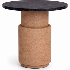 Table basse ronde avec plateau en marbre et base en liège, meubles modernes pour salon, structure en bois - Product Image 2