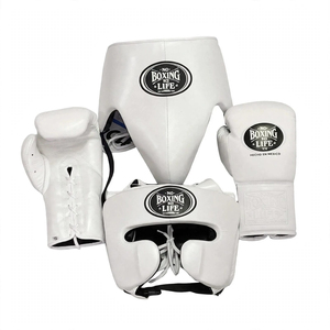 Gants de Sparring MMA Personnalisables Bleus et Or Rouge en Cuir Véritable Légers à Lacets – Sans Boxe, Pas de Vie - Product Image 2