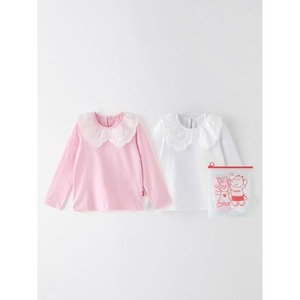 Camiseta OZKIZ Estilo Coreano 100% Algodón para Niñas de 2 a 7 Años, Decorada con Encaje Romántico, Casual, Venta al Por Mayor para Primavera/Otoño - Product Image 1