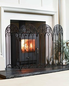 Paravientos Clásico de Hierro para Chimenea, Plegable de Cuatro Paneles, Malla Protectora Contra Chispas, Protector Decorativo para Chimenea, Acabado con Recubrimiento en Polvo - Product Image 1