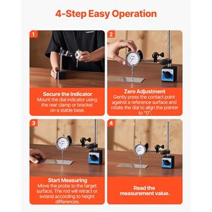 Supporto a doppia asta con custodia per comparatore, precisione 0,001 pollici, intervallo 0-1 pollici, braccio lungo regolabile finemente per indicatori - Product Image 6