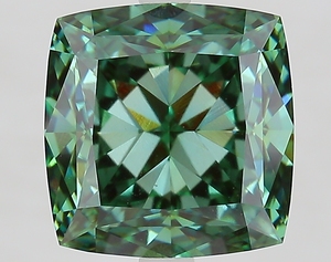Cushion Square 6.32CT Fancy Vivid Blue VVS2 Lab Grown Diamond IGI Certified | <b>Large</b> Green Custom Engagement <b>Ring</b> - Product Image 1