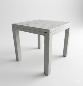 Table d'appoint carrée en teck blanc lavé, style rustique, pour extérieur, jardin, salon ou terrasse. - Product Image 1
