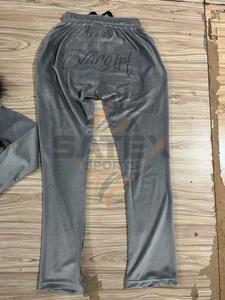 OEM Custom <b>Women's</b> Rhinestone Printed <b>Velvet</b> High Waist Flared Elegant Pants Sexy Solid Color <b>Velvet</b> Pants for <b>Woman</b> - Product Image 5