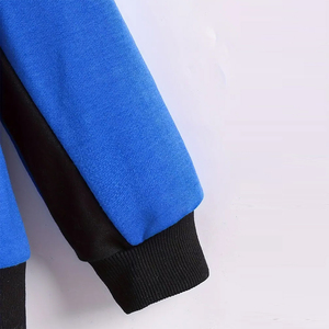 <b>Boys</b> Blue Black Color Blocking Hooded Tracksuit Set Full Sleeve Casual Autumn Wear With Side Pockets Elastic Waist 2027 - Product Image 5