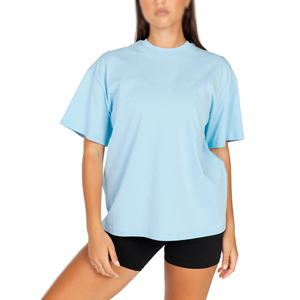 เสื้อยืดคอกลมโอเวอร์ไซส์สำหรับผู้หญิง สีพื้น ทรงหลวม แขนสั้น ผ้าฝ้ายเจอร์ซีย์ 100% ระบายอากาศได้ดี สไตล์ใส่ได้ทุกฤดู - Product Image 5
