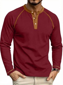 Camiseta de Algodón de Lujo para Hombre, Tela Suave Premium, Corte Ajustado, Cuello Redondo, Estilo Urbano Minimalista, Manga Larga, Casual, Ecológica, 220g - Product Image 3
