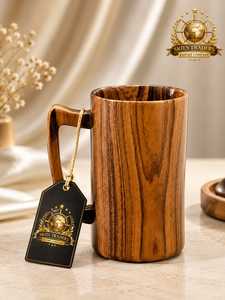 Taza de Café Alta de Madera Oscura, Jarra de Cerveza de Madera Maciza, Diseño Clásico Ecológico, a Prueba de Fugas, Duradera, Regalo Empresarial para Oficina - Product Image 5