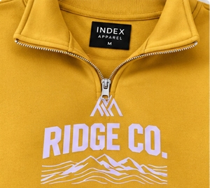 <b>Women's</b> <b>Yellow</b> Quarter Zip Sweatshirt Cotton Stand Collar Long Sleeve Front Graphic Print <b>Top</b> - Product Image 3
