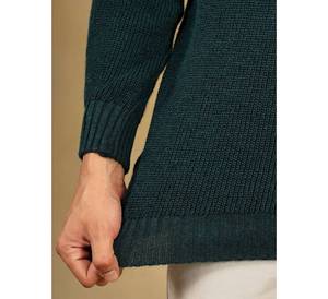Pull en maille texturée pour homme, col rond décontracté, doux, personnalisable avec logo, vert foncé - Product Image 2