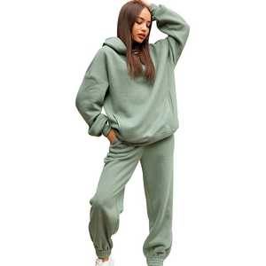 Custom Unisex 280gsm Midweight Winter Streetwear Sweatsuit Set Hoodie & Sweatpants Two-Piece Cotton Tracksuit for Women & <b>Men</b> - Product Image 1