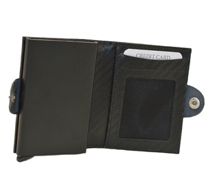 Minimalist Carbon Fiber <b>Card</b> <b>Holder</b> <b>Wallet</b> With Button Closure Black RFID Blocking Credit <b>Card</b> Case - Product Image 2