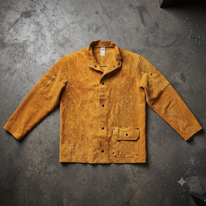 Veste de soudeur en cuir de vachette pleine fleur de haute qualité, résistante, soudée, imperméable, ignifuge, résistante à la chaleur 500C-1000C, pour la sécurité industrielle - Product Image 6