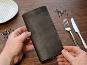 Carpeta Porta-Contas de Cuero Genuino para Restaurante con Ranura para Tarjetas, Logotipo Personalizado, Organizador de Recibos para Camareros LBH-0050B - Product Image 1