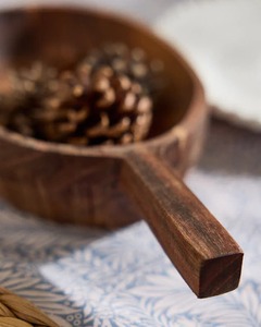 Plateau de service en bois d'acacia poli avec poignée et bol de service pour cadeaux d'affaires - Product Image 6
