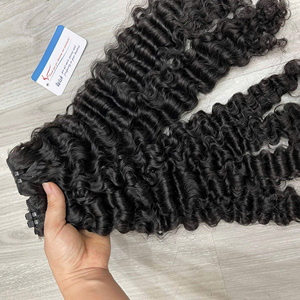 Extensiones de cabello natural color marrón, cabello rizado birmano al vapor, listas para enviar, cabello vietnamita virgen. - Product Image 1