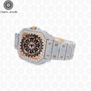 Charm_Jewells Luxury Rectangle Case <b>Diamond</b> Encrusted Hollow Dial Analog Women's Fashion Bracelet - Product Image 3