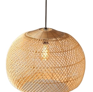 Natural Woven Bamboo Decoration <b>Light</b> Chandelier Pendant <b>Wicker</b> <b>Shade</b> Modern Nordic Lamp LED for Dining Room Kitchen Home - Product Image 1