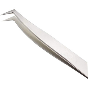 Pince à épiler incurvée en acier inoxydable, pince à épiler de précision en forme de L pour extensions de cils 3D 4D 6D - Argent - Product Image 3