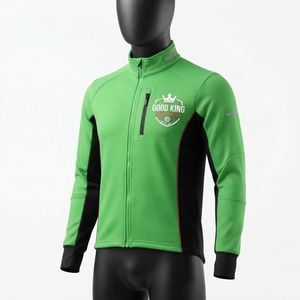 Veste de cyclisme d'hiver coupe-vent en toile sur mesure grande taille, style sportif, avec col montant et logo frontal, coupe régulière, style ajusté - Product Image 4