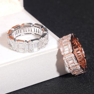 Bague d'éternité en moissanite pour homme, en argent 925, coupe baguette, sertie de pierres, bague de déclaration de luxe pour mariage et anniversaire, cadeau pour lui - Product Image 1