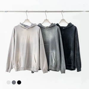 Custom High Street Men's Monkey Washed Sudadera con capucha desgastada French Terry Vintage Wash Sudaderas con capucha de gran tamaño para hombres - Product Image 1