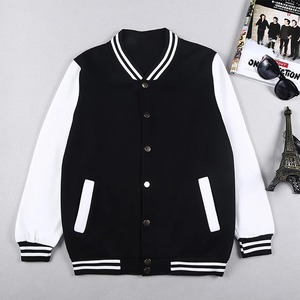 Chaqueta Varsity Negra y Blanca para Hombre 2026, Mangas en Contraste, Cierre de Botones, Cuello Camisero, Ropa Casual de Otoño - Product Image 2