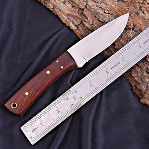 Couteau de chasse et de camping à lame fixe en acier inoxydable, manche en bois de rose, lame pleine longueur, bord biseauté, personnalisable OEM/ODM, avec étui en cuir - Product Image 4