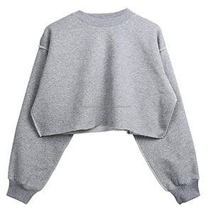 Sweat à capuche court en coton imprimé avec logo personnalisé pour femmes haut court d'hiver à motif solide en polyester/coton - Product Image 1