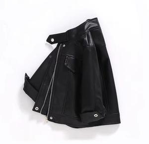 Veste unisexe en cuir PU, col montant, coupe-vent, rivets sur le devant, logo, style moto décontracté, couleur unie, manches classiques, vêtement d'hiver - Product Image 4