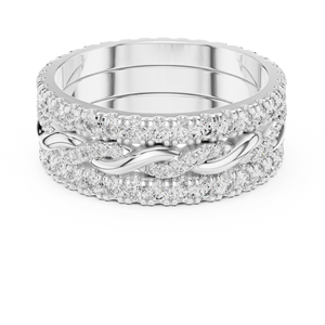Bagues en Moissanite pour Femmes, Large Bande, Coupe Ronde, Multi-rangs de Diamants, Cadeau d'Anniversaire de Mariage - Product Image 1