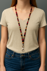 Chaîne de corps artisanale à motif serpent en perles, confectionnée avec des perles de rocaille rouges, noires, beiges et marron, accessoire de mode élégant - Product Image 6