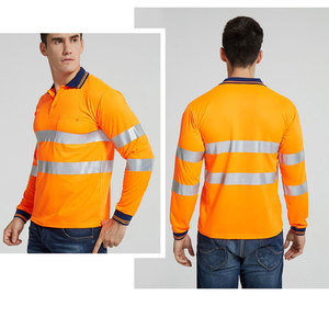 Protective Wholesale Hi Vis Security Work <b>Construction</b> Reflection Safety High Visibility T-shirts Reflective Polo Shirt for Men - Product Image 2