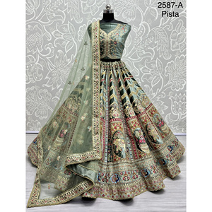 Collections de robes de mariée indiennes Fabzone FZBELLA en velours avec travail Zarkhan pour les mariées, fabriquées en Inde - Product Image 5