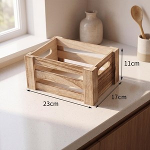 Panier de rangement en bois moderne et écologique personnalisé avec poignées, finition lisse, durable, multi-usages, pour la cuisine, le bureau, l'organisation - Product Image 2