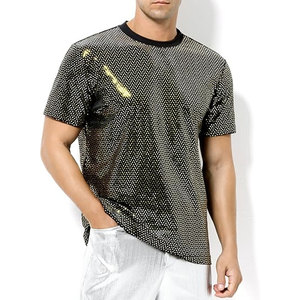 Camisas brillantes para hombre, camisetas de manga corta con lentejuelas brillantes para discoteca, camiseta con purpurina para discoteca, ropa de fiesta para discoteca, lentejuelas metálicas para escenario - Product Image 3