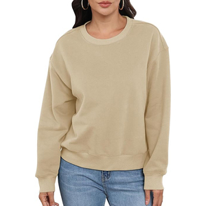 Cropped Long Sleeve Sweatshirts Women Short Length Crewneck Relaxed Fit Fleece Lined Soft Cotton Blend Casual - Product Image 3