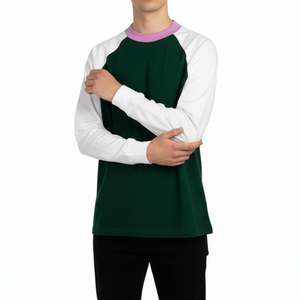 T-shirt à manches longues pour homme, vêtements décontractés, fabrication directe, col rond, coupe classique, couleur unie - Product Image 4