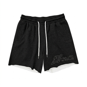 Pantalones Cortos de Felpa Francesa 100% Algodón con Logotipo Serigrafiado, Fabricación en Fábrica, MOQ Bajo, Ropa Urbana para Hombre, Pantalones Cortos con Dobladillo Abierto - Product Image 1