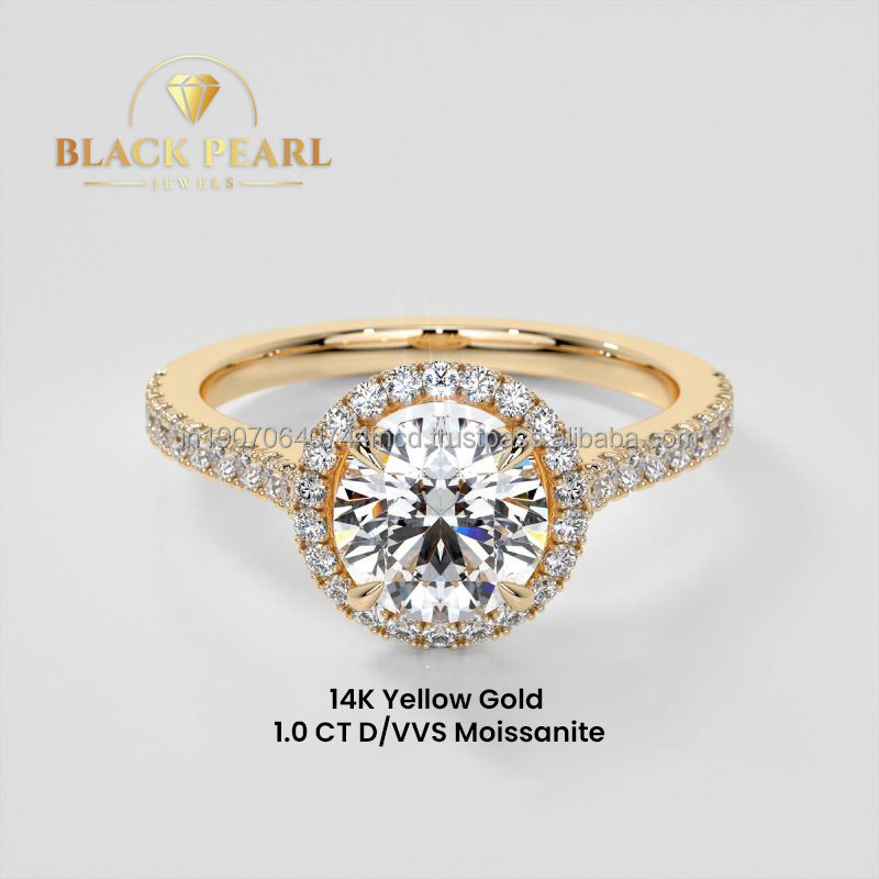 14K Yellow Moissanite Ring