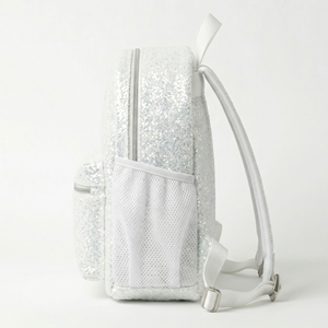 Cheerleading <b>Backpack</b> Custom Printed <b>White</b> Silver Glitter Cheer Athletics Embroidery Nylon/Polyester Bulk OEM Service Wholesale - Product Image 3