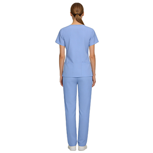 Blouse médicale pour femme, col en V, manches courtes, tissu tissé en polyester, rayonne et élasthanne, confortable, séchage rapide, résistante aux plis - Product Image 3