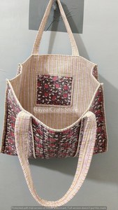 Bolso Tote de Algodón Acolchado de Color Sólido Estilo Bohemio Indio - Bolso de Compras Reutilizable Ecológico - Product Image 6