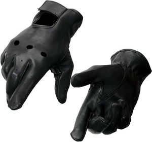 Samroz Sports Men's Black Cowhide Leather Gauntlet Motorcycle Hand <b>Gloves</b> - Product Image 1
